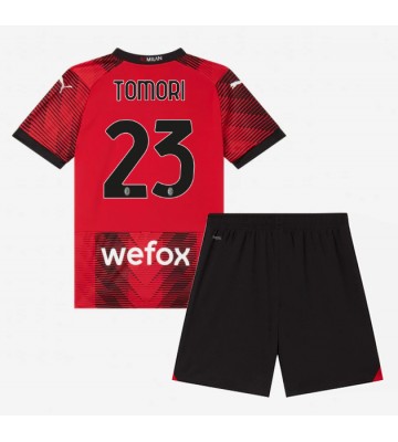 AC Milan Fikayo Tomori #23 Hjemmebanesæt Børn 2023-24 Kort ærmer (+ korte bukser)